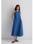 Keten Karışımlı Indigo Elbise 1310668-82052 11