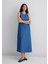 Keten Karışımlı Indigo Elbise 1310668-82052 12