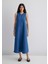 Keten Karışımlı Indigo Elbise 1310668-82052 14