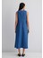 Keten Karışımlı Indigo Elbise 1310668-82052 16