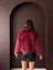 Bordo Kadın Suni Kürk Ceket Modern Premium Luxury Trend Tasarım Mont 4