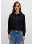 Kapüşonlu Siyah Basic Crop Sweatshirt 1S10388-900 11
