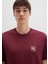 MJ Logo Baskılı Bordo Tişört 0612839-70394 13