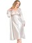 Arias Closet Büyük Beden Ekru Uzun Ikili Saten Sabahlık Gecelik Takımı 3