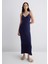 Keten Karışımlı Lacivert Elbise 1310797-70495 8