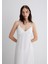 Keten Karışımlı Beyaz Elbise 1310797-620 9