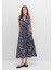Baskılı Lacivert Uzun Elbise 1310766-91090 10