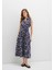 Baskılı Lacivert Uzun Elbise 1310766-91090 14