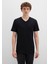 Stretch V Yaka Siyah Basic Tişört 061748-900 10
