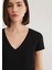 V Yaka Siyah Basic Stretch Tişört 162769-900 16