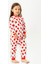 Kalp Baskılı Pamuklu Kız Çocuk Çıtçıtlı pijama takımı - Kırmızı 1