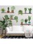 Tropikal Bitkiler Duvar Stickerı 10 Adet 90X35CM Pvc Malzeme Yeşil 5