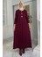 Yaprak Triko Elbise Bordo 1