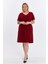 Kadın Bordo Büzgü Detaylı midi Yazlık büyük Beden Elbise 4424-105 8