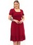 Kadın Bordo Kare Yaka Fırfır Detaylı Midi Boy Yazlık Viscon Elbise 4467-110 8