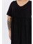 Kadın Siyah Büzgü Detaylı midi Yazlık büyük Beden Elbise 4424-105 8