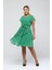 Kadın Fıstık Yeşili Volan Detaylı Midi Büyük Beden Şifon Elbise 4337-110 8