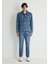 Frank 90lar Puslu Indigo Mavisi Jean Ceket 0115280974 15