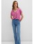 V Yaka Pembe Basic Viskoz Tişört 167714-70955 14
