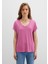 V Yaka Pembe Basic Viskoz Tişört 167714-70955 15