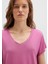 V Yaka Pembe Basic Viskoz Tişört 167714-70955 17