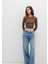 Uzun Kollu Kahverengi Crop Basic Tişört 1612822-81959 15