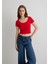 Kırmızı Basic Crop Tişört 1612374-70467 13