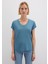 V Yaka Mavi Basic Viskoz Tişört 167714-70753 15