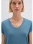 V Yaka Mavi Basic Viskoz Tişört 167714-70753 17