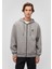 Logolu Kapüşonlu Fermuarlı Gri Sweatshirt 066979-34686 15