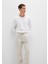 Uzun Kollu Dokulu Beyaz Tişört 064622-20454 14
