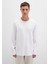 Uzun Kollu Dokulu Beyaz Tişört 064622-20454 15