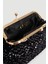 Payetli Kadife Metal Askılı Abiye Clutch Çanta - Siyah 4