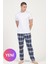 Erkek Kısa Kollu Ekose Pijama Takımı – Beyaz Üst, Kırmızı / Siyah / Mavi Alt 1