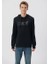 Erkek Siyah Kapüşonlu Baskılı Sweatshirt 8