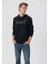 Erkek Siyah Kapüşonlu Baskılı Sweatshirt 9