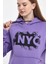 Kadın Kapşonlu Rahat Kalıp Içi Polarlı 3 Iplik Nyc Baskılı Sweatshırt SPR24SWK09 4