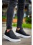 ZRN-007 Siyah Beyaz Yüksek Taban Tek Bant Bağcıksız Günlük Comfort Erkek Sneaker 1