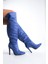 İnce Yüksek Topuklu Süet Mavi Diz Üstü Kadın Uzun Çizme 1