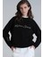 Loved Kadın Örme Sweatshırt Siyah 8