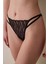 Siyah Brode Zebra Desenli Şerit Detaylı Düşük Bel Slip 1
