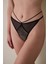 Siyah Kadife Detaylı Normal Bel String Külot 1