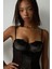 Siyah Balenli Kaplı Kadife Tanga Bodysuit 2