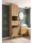 Luna 197CM Iskandinav Jüt Kumaşlı Mdf Kirli Çamaşır Sepetli Banyo Dolabı Y197XG47XD35 1