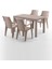Efes 4 Kişilik Rattan Masa Sandalye Takımı Cappuccino 1