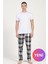 Erkek Kısa Kollu Ekose Pijama Takımı – Beyaz Üst, Kırmızı / Siyah / Mavi Alt 1