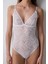 Kırık Beyaz Çiçekli Dantel Aksesuar Detaylı Balensiz Gelin Bodysuit 13