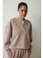 Bej Kapüşonlu Modal Crop Sweatshirt 7