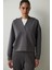 Antrasit Kapüşonlu Modal Crop Sweatshirt 7