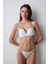 Kırık Beyaz Heart Lace Çiçek Desenli Tokalı Push Up Straplez Sütyen 14